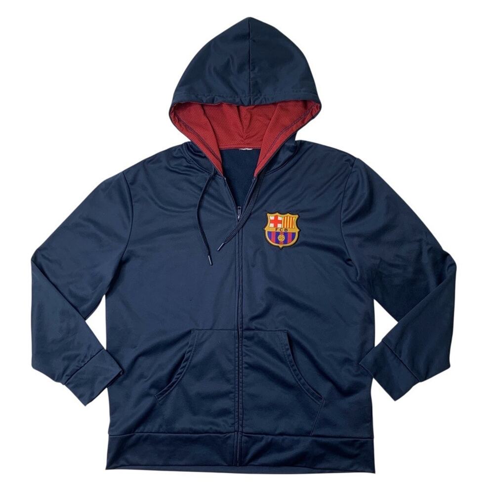 FC Barcelona‎ Jacket Mens XL Fleece Lined Full Zip Soccer Football Hooded BARCA